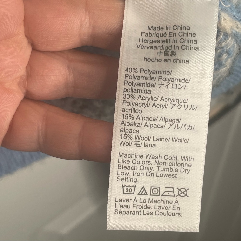 J. Crew Fair Isle Half-Zip Sweater Brushed Yarn Alpaca Wool Blend Cream/Blue XS - Picture 11 of 12